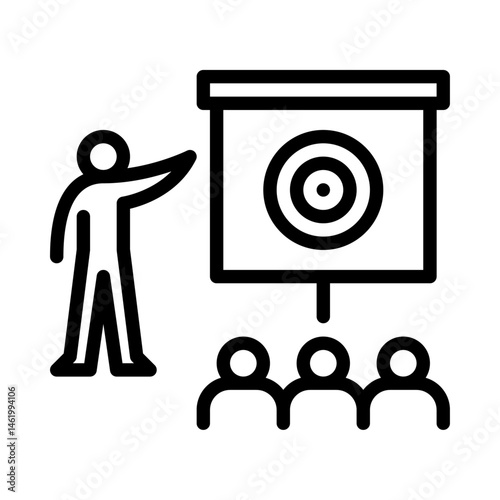 explain target outline icon. figure training line art illustration.