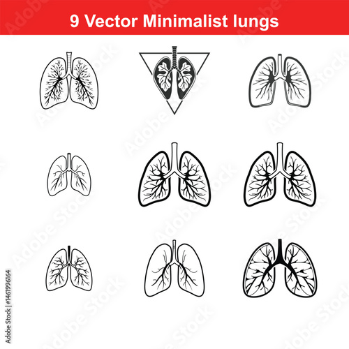 Lung - Illustration,Lungs Icon on Black and White Vector Backgrounds,Lungs Icon on Black and White Vector Backgrounds