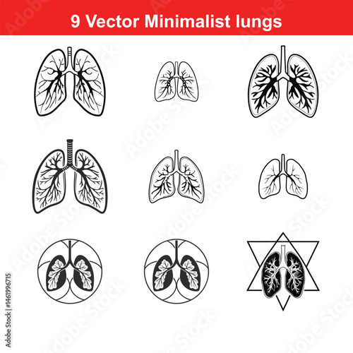 Lung - Illustration,Lungs Icon on Black and White Vector Backgrounds,Lungs Icon on Black and White Vector Backgrounds