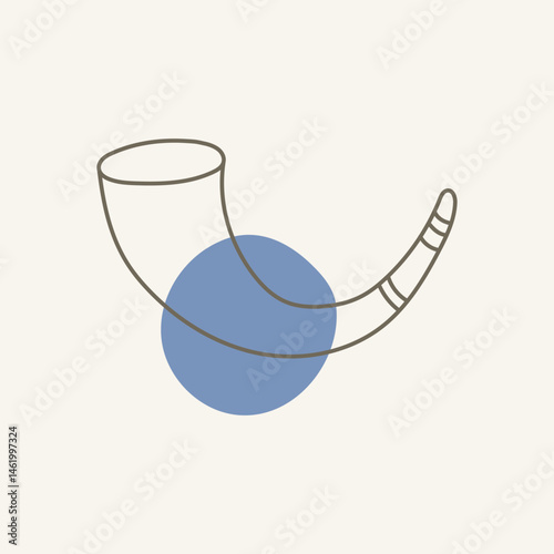 Shofar line icon vector. Jewish holiday outline object, hand draw.
