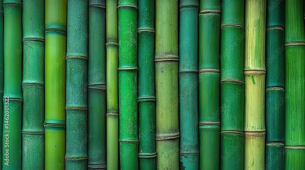 Fototapeta premium Green Bamboo Fence Texture.