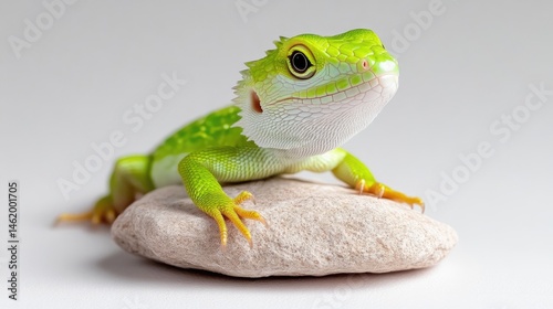 Lime-Green Lizard on Rock