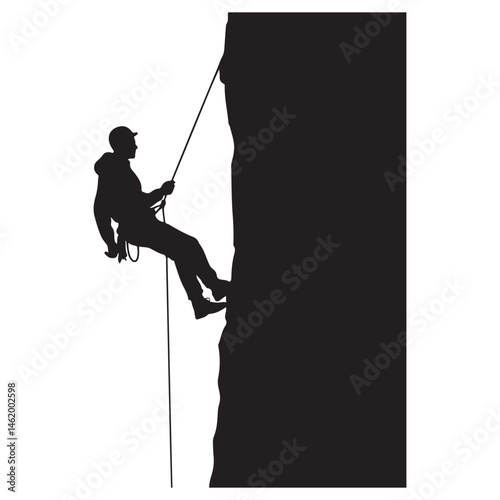Rappelling man Vector Black silhouettes. with white background