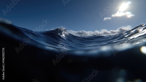 Underwater view of powerful ocean waves