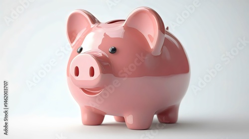 A pink piggy bank with a smiley face on it