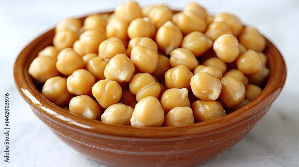 Fresh and Healthy Chickpeas in a Rustic Bowl on White Surface Fresh and Healthy Chickpeas in a Rustic Bowl on White Surface