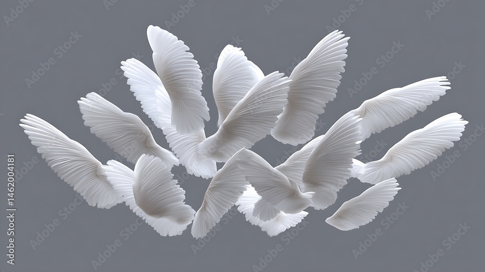Fototapeta premium Floating White Wings Angelic Grace Purity.