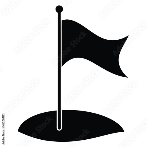Golf Course Flag Icon Simple Black Silhouette Design