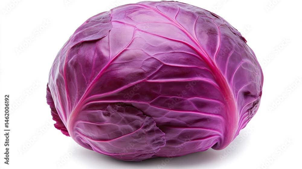 Fototapeta premium Fresh Whole Purple Cabbage Isolated on White Background Display