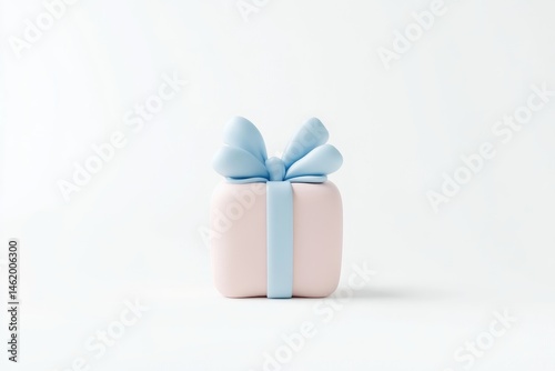 Pastel-colored gift box with light blue ribbon