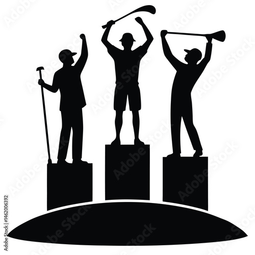 Golf Tournament Winners Podium Celebration Silhouette