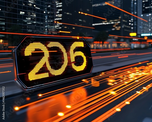 Digital year 206, futuristic city highway