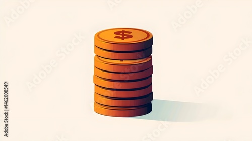 A stack of coins with a dollar sign on top
