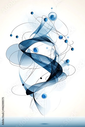 Abstract swirling forms in blue and white