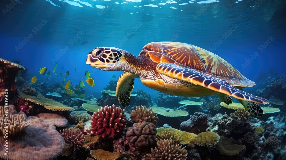 Obraz premium gliding green turtle