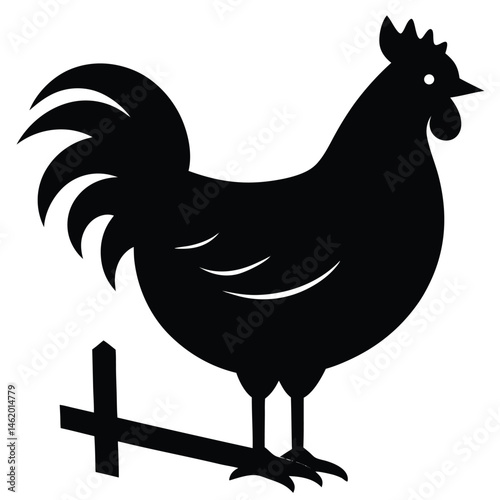 Rooster Silhouette Farm Animal Illustration
