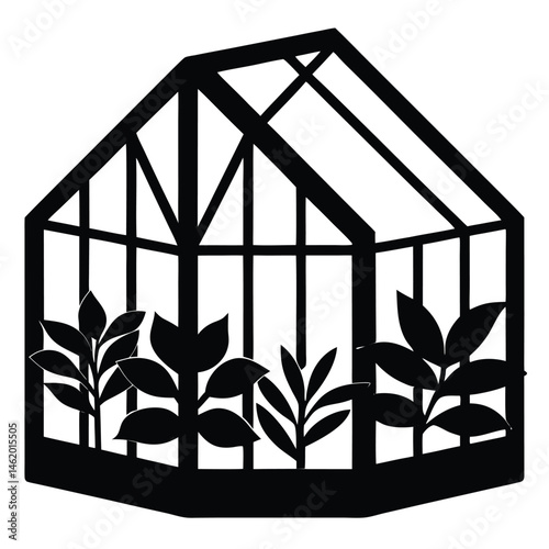 Greenhouse Silhouette Botanical Illustration