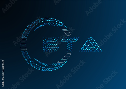 ETA low poly letter logo vector design. ETA lower poly logo design. Low poly logo.