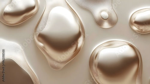 Abstract Gold and Beige Liquid Shapes Background