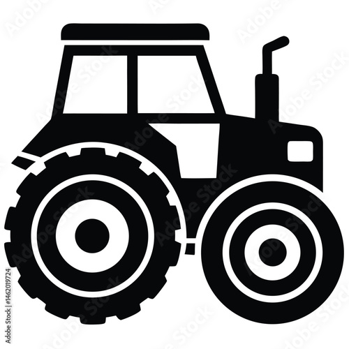 Powerful Farm Tractor Icon Agriculture Machinery Silhouette
