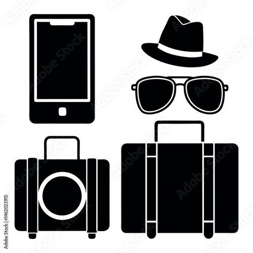 A set of travel icons, Vacation icon set, Set of summer icons