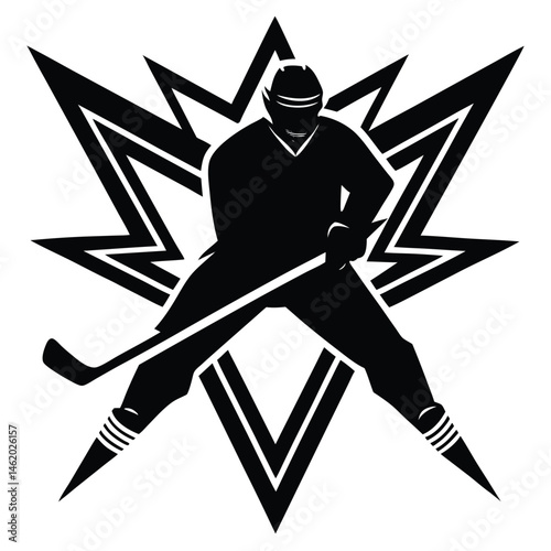 Dynamic Hockey Player Silhouette Action Sports Graphic Design