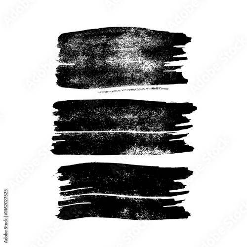 Set of black hand drawn brush strokes