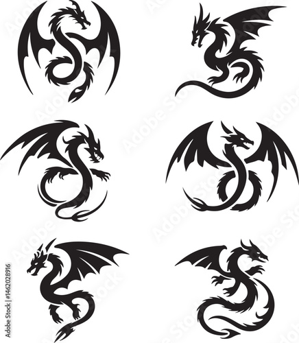 "Dragon Silhouette SVG – Fantasy Tribal Beast Clipart for DIY Crafts & Tattoos"

"Flying Dragon Outline – Mythical Creature Art for Shirts, Prints, and Logos"

"Black Dragon Silhouette PNG – Gothic Ve