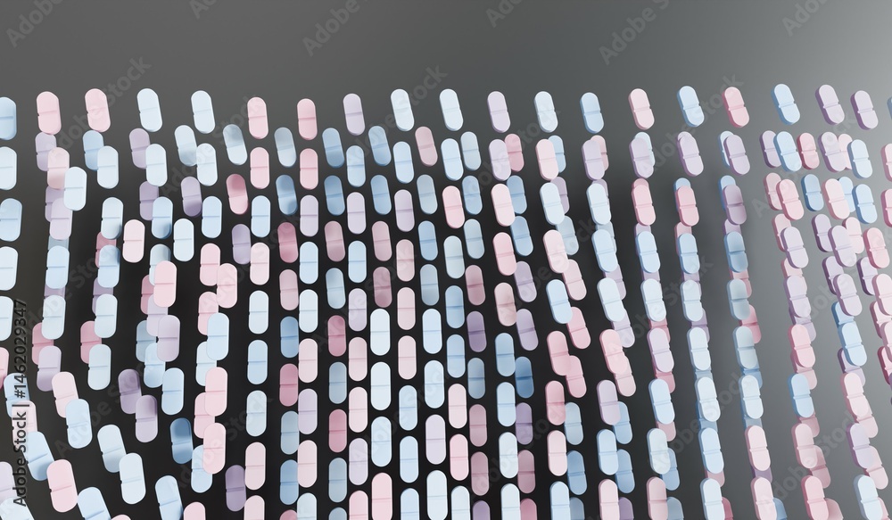 Abstract background, pills, row, medicine, 3D illustration