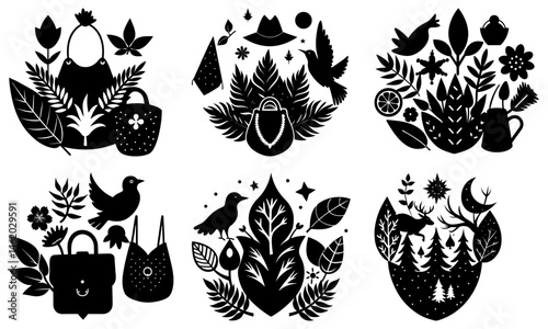 Nature-Inspired Accessories silhouette vector