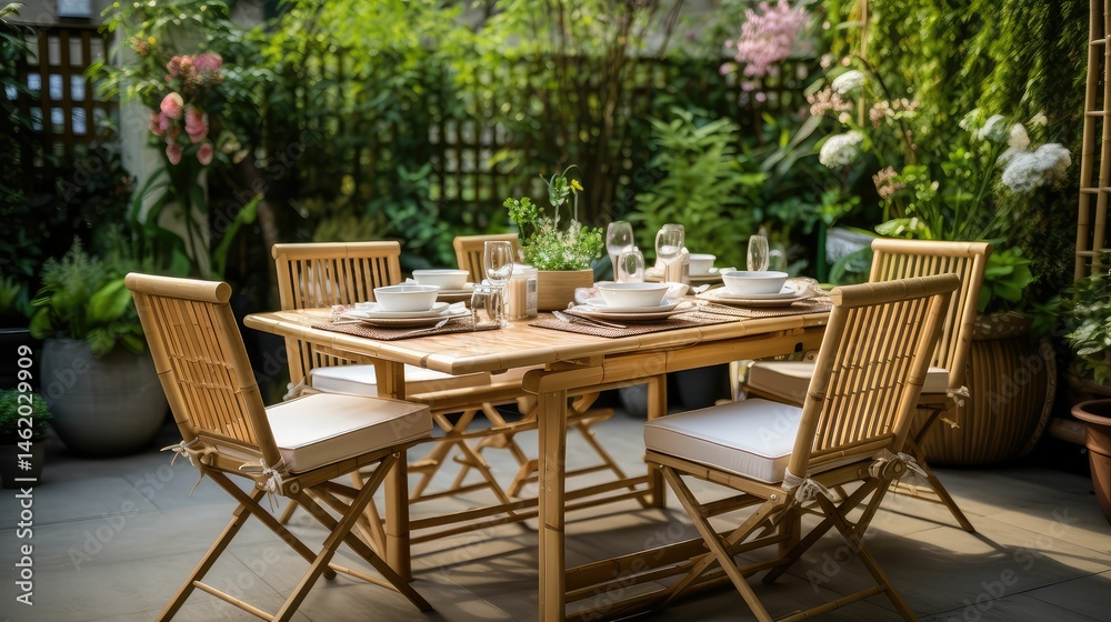 Fototapeta premium outdoor bamboo table