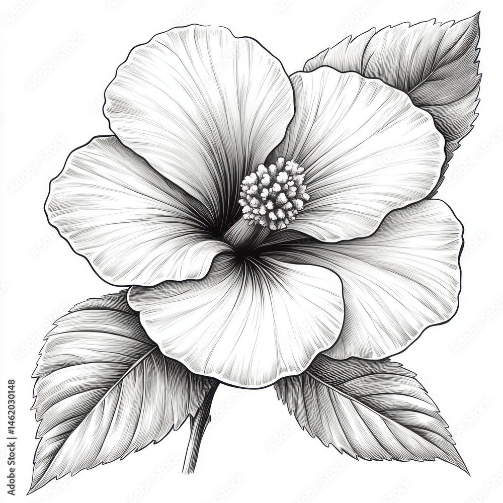 Fototapeta premium crisp flower in black stroke, perfect for print