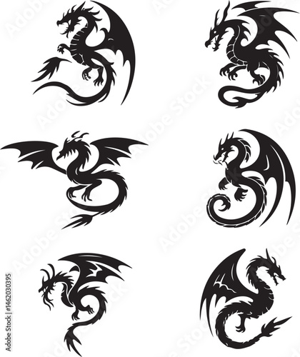 "Dragon Silhouette SVG – Fantasy Tribal Beast Clipart for DIY Crafts & Tattoos"

"Flying Dragon Outline – Mythical Creature Art for Shirts, Prints, and Logos"

"Black Dragon Silhouette PNG – Gothic Ve