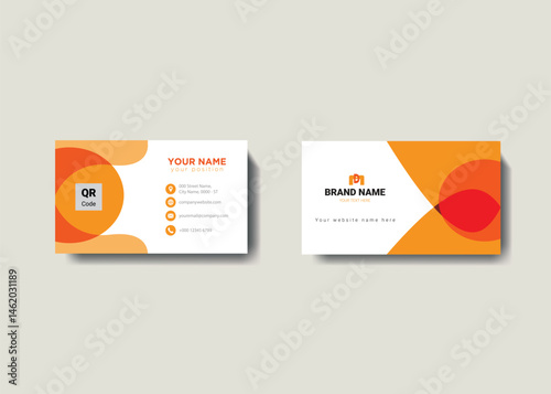  Clean professional business card template, visiting card, business card template, Professional Business Card Design with Blue and Black Accents.