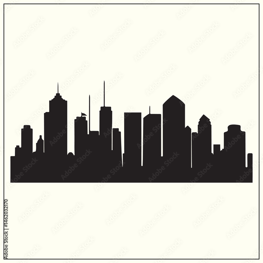 Naklejka premium Urban Architecture Silhouette, Skyline