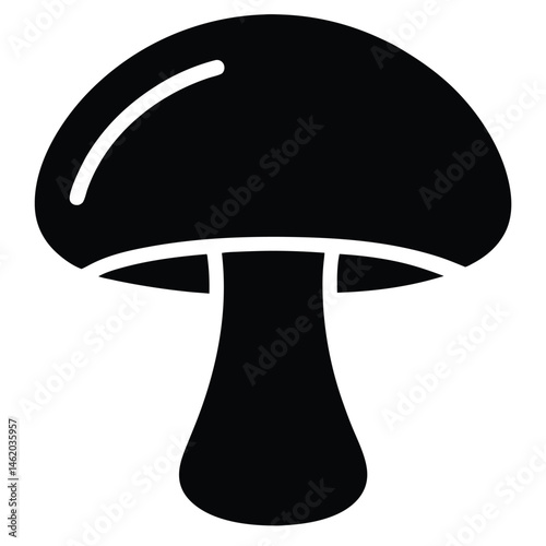 Mushroom Icon Simple Black and White Illustration