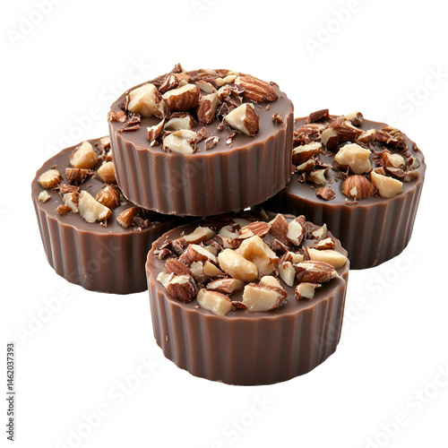 Delicious Chocolate Cups Topped with Almonds and Hazelnuts