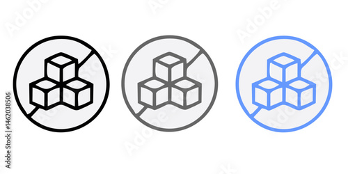 Sugar free icon. No added sugar label. Diabetic illustration, logo, symbol, sign, stamp, tag, emblem, mark or seal for product packaging isolated