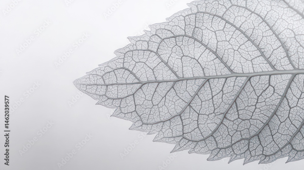 Obraz premium Intricate Leaf Vein Structure: A Monochrome Botanical Study