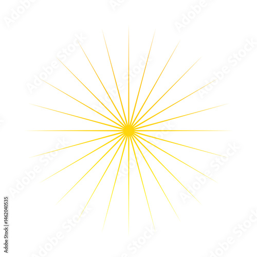Radiant Sunburst Golden Rays of Light, Abstract Sun Illustration, Bright Starburst Design Element