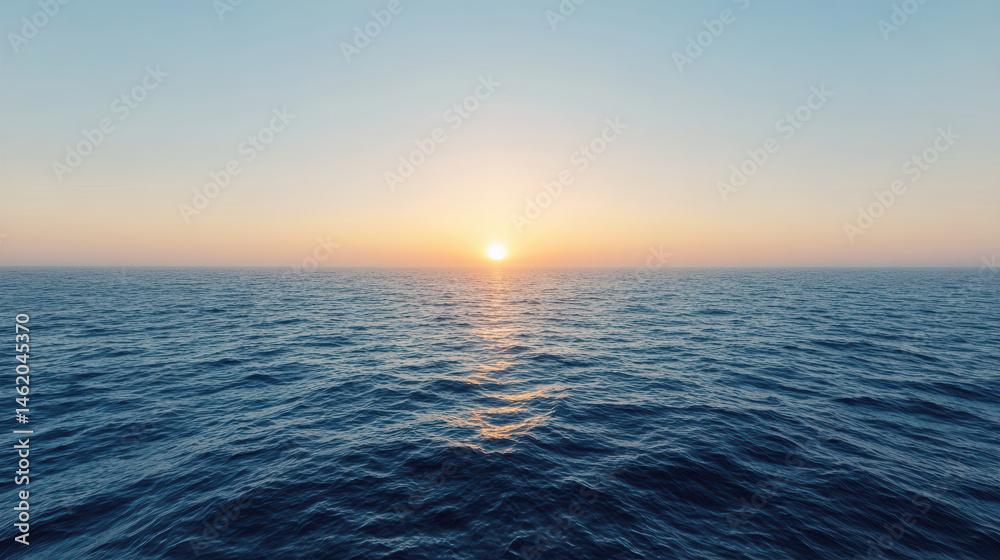 Serene ocean view with vibrant sunset reflecting on water surface Serene ocean view with vibrant sunset reflecting on water surface