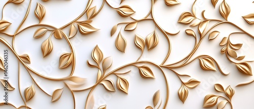 Wallpaper Mural Elegant gold leaf pattern on white background. Torontodigital.ca