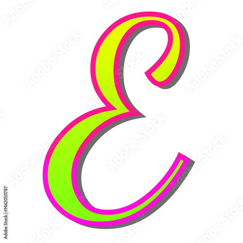 Vibrant Neon Green and Pink Cursive Letter E Design Element, Perfect for Logos, Branding, and Creative Projects