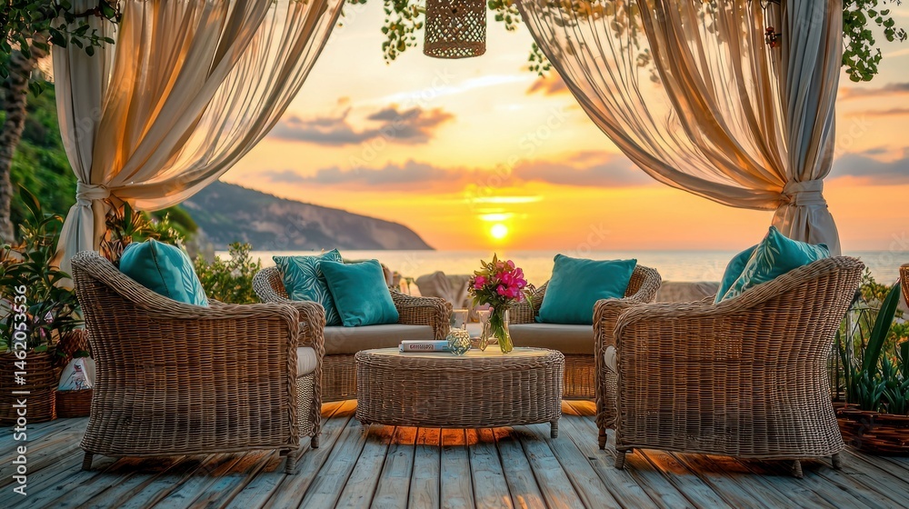 Obraz premium Sunset Beachside Relaxation