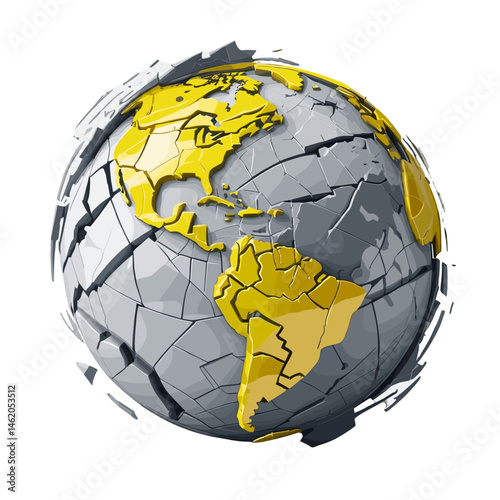 Earth, globe, cracked, impact, money, design, economic, illustration, graphic, world, green, yellow, finance, currency, concept, symbol, nature, environment, texture, detail, modern, creative, planet,