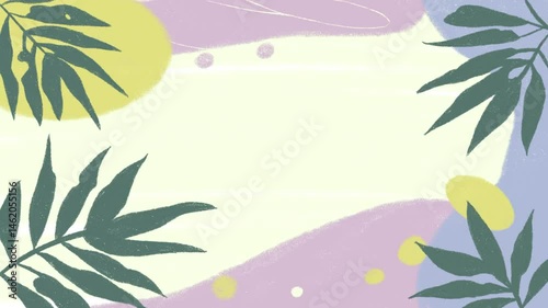 Abstract hand-drawn frame with tropical leaves 