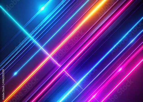 Abstract Neon Lines, Glowing Straight Lines, Bright Colorful Stripes, Low Light Background Wallpaper