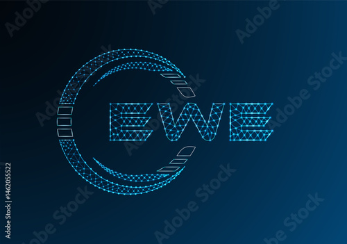 EWE low poly letter logo vector design. EWE lower poly logo design. Low poly logo.