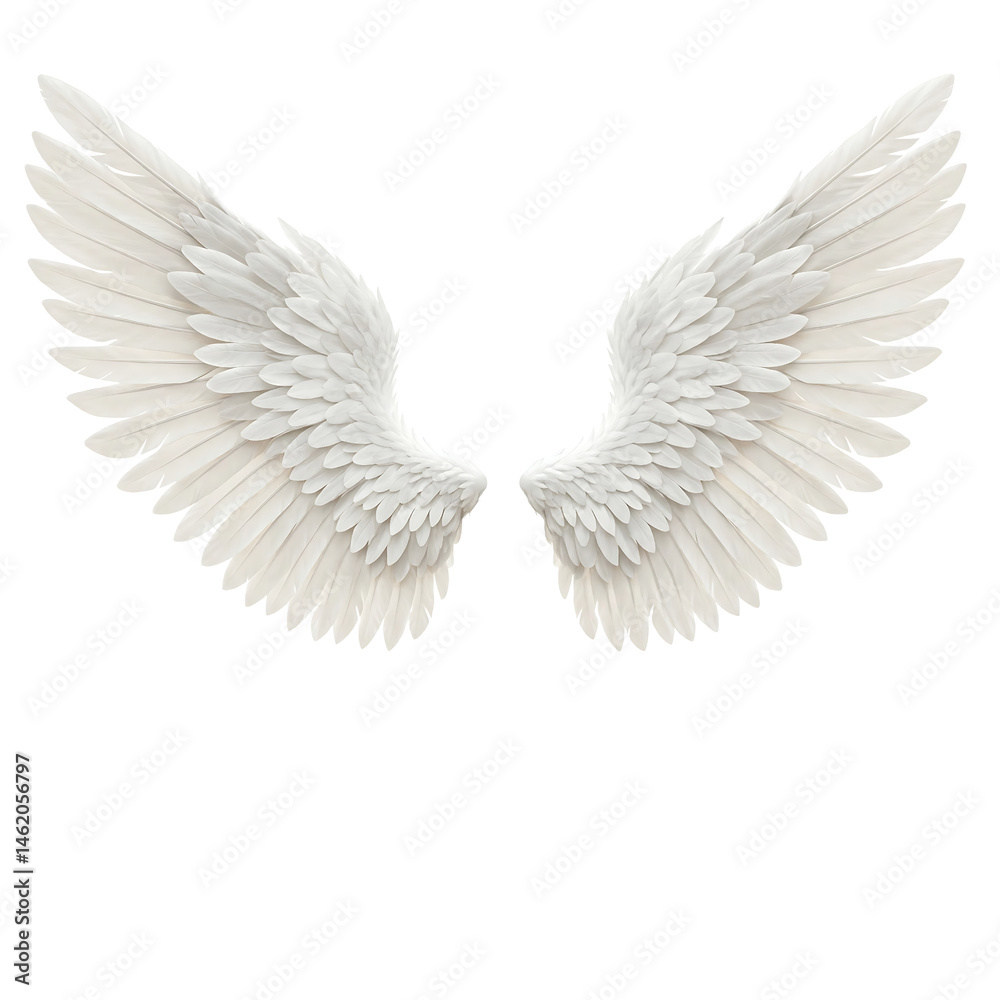 Fototapeta premium White angel wings isolated on white background