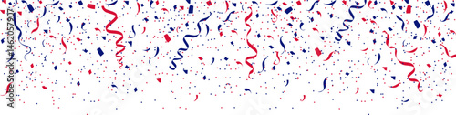  United States of America Independence Day confetti with a stars and sparks . Red,blue and  white confetti border or banner. Fireworks for 4th of July .USA  sparkling falling glitter background. 
